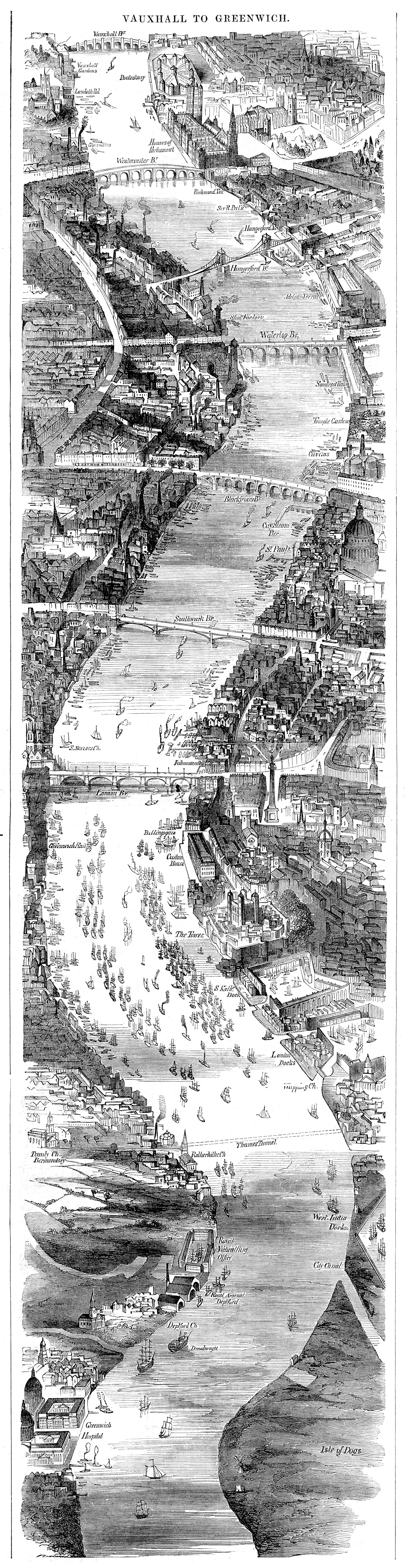 A Thames map 1849,prints Illustrated London News,maps